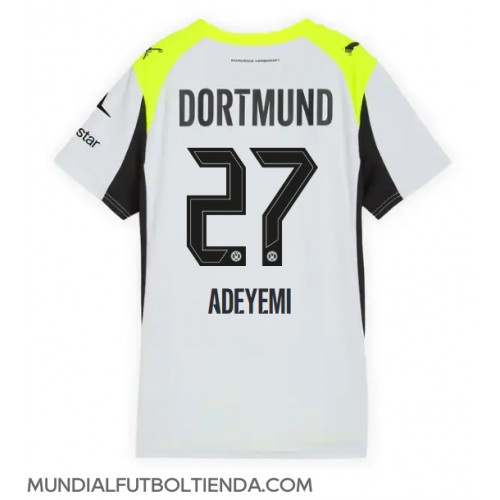 Camiseta Borussia Dortmund Karim Adeyemi #27 Segunda Equipación Replica 2025-26 para mujer mangas cortas